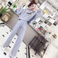 Hooded Long-sleeved Loose Warm Hoodie + Wide-leg Trousers Casual Two-piece Women's Thin Suit Is Simple Lightweight and Comfortable