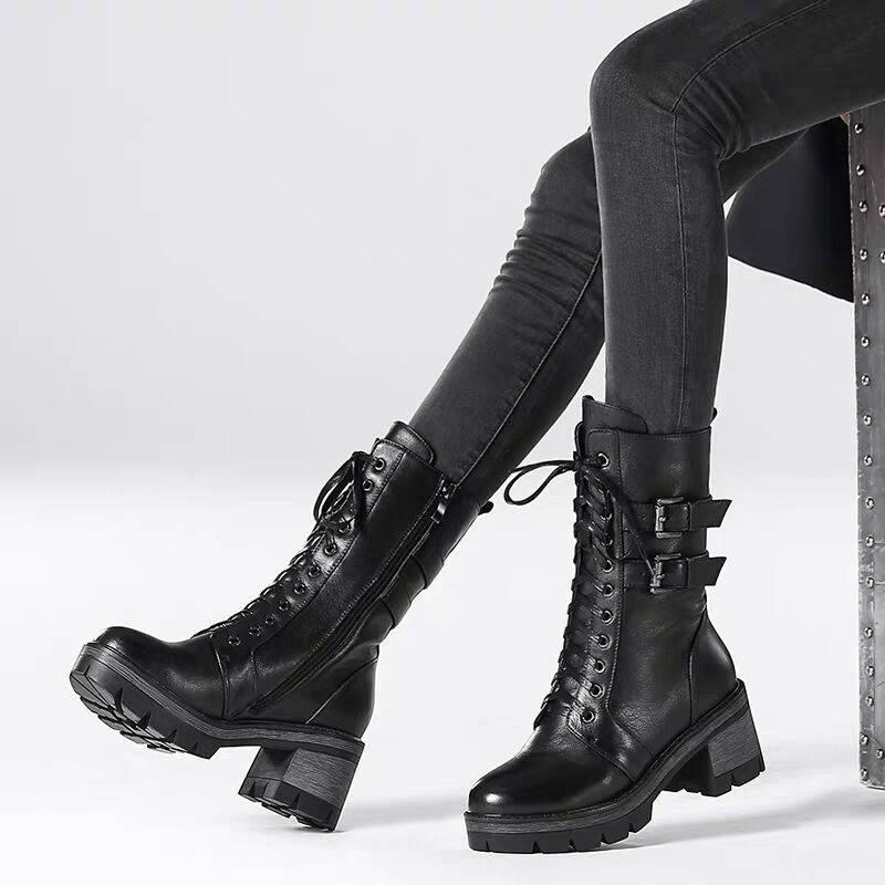 Pair of Boots Martin Boots Warm Winter Shoes Waterproof Mid Calf Snow Boots for Women Botas Mujer