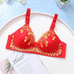 Sexy Comfortable Skin-friendly Breathable Perfect Embroidery Gathered Without Steel Ring Widened Side Breasts Women's Underwear Bra