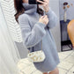 Sweater Skirt Autumn and Winter Long Loose Loose Outer Wear Lazy Red Turtleneck Sweater Skirt Women Thick