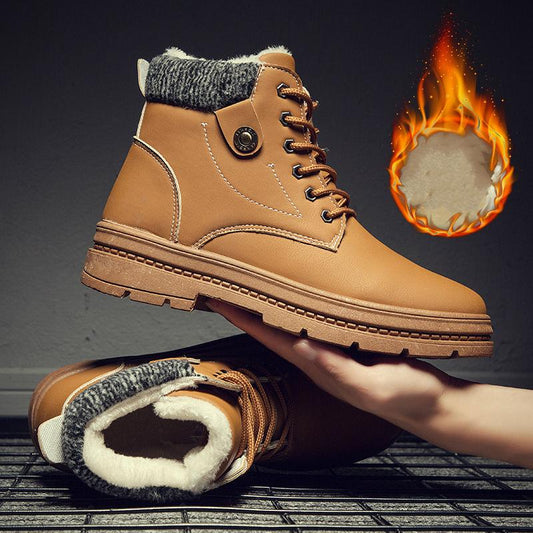 Men Waterproof Martin Boots Winter Plus Velvet Warm Boots Fashion High-top Shoes