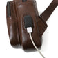 Chest Bag Men Coffee Large Capacity with Headphone Hole Shoulder Bag Outdoor Sports Pockets
