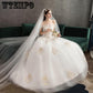 White Lace Appliques Ball Gown Wedding Dresses Sweetheart Princess Bride Dresses robe de mariee