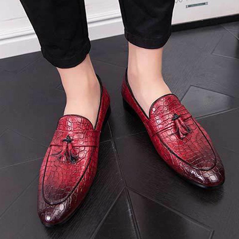 Men's Shoes Leather Embossing Classic Luxury Non Slip Mans Footwear Lazy Men's Shoes