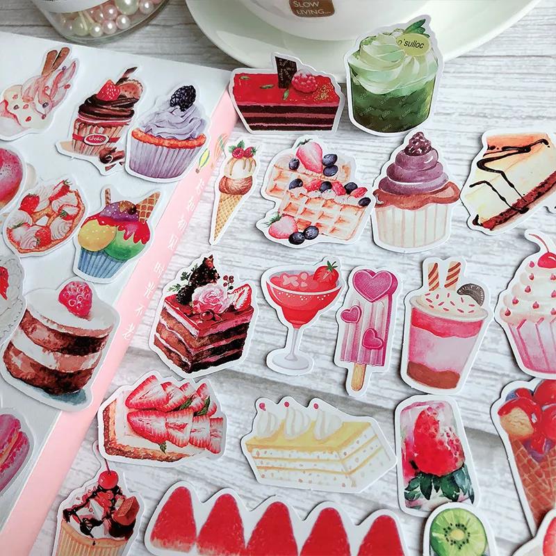 100pcs Sweet Cake Seal Stickers Set Chocolate Fruit Pudding Cream Donuts Sticker for DIY Decoration Kids Gift