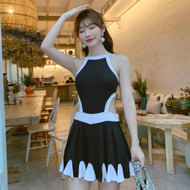 Swimsuit Women's One-Piece Skirt Covering Belly Thin and Small Breasts Gathering Korean One-piece Skirt Ladies Swimsuit Sexy and Sweet