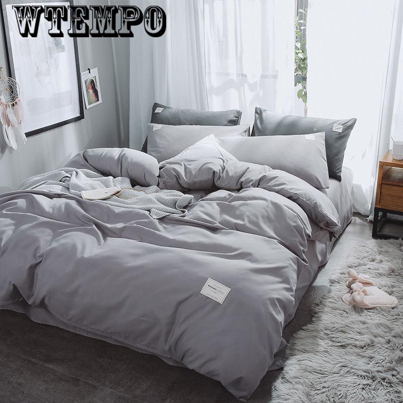Solid Color Four-piece Can  Bedding Dormitory Quilt Cover Sheet Set of Four