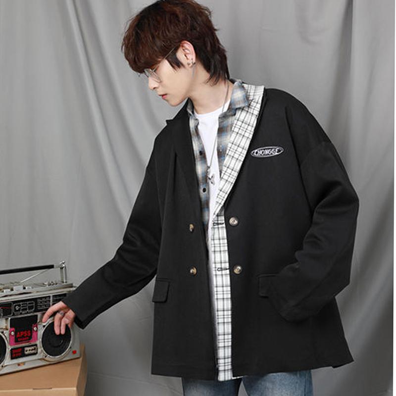Thin Men's Casual Suits Loose Ruffian Handsome Single-piece Casual Slim Tops Single-piece Long-sleeved Warm Jackets Men's Short Jackets