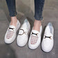 Women's Casual Flat White Shoes All-match Thin Section Breathable Loafers Women's Hollow Leather Shoes Comfortable and Breathable