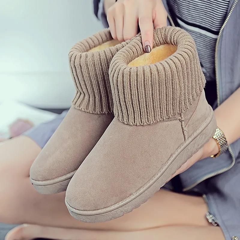 Winter Snow Boots Women's Short Boots Flat Non-slip Cotton Shoes Thickened Warm Cotton Boots
