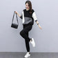 Women's Suits Are Loose Thin and Age-reducing Casual Two-piece Round Neck Long-sleeved Shirt + Casual Pants Warm and Comfortable