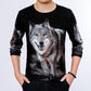 Casual T-shirt men's loose large size long-sleeved T-shirt men's long-sleeved T-shirt 3D printing
