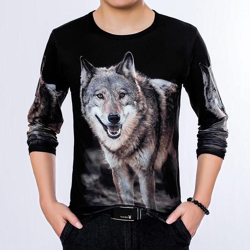 Casual T-shirt men's loose large size long-sleeved T-shirt men's long-sleeved T-shirt 3D printing
