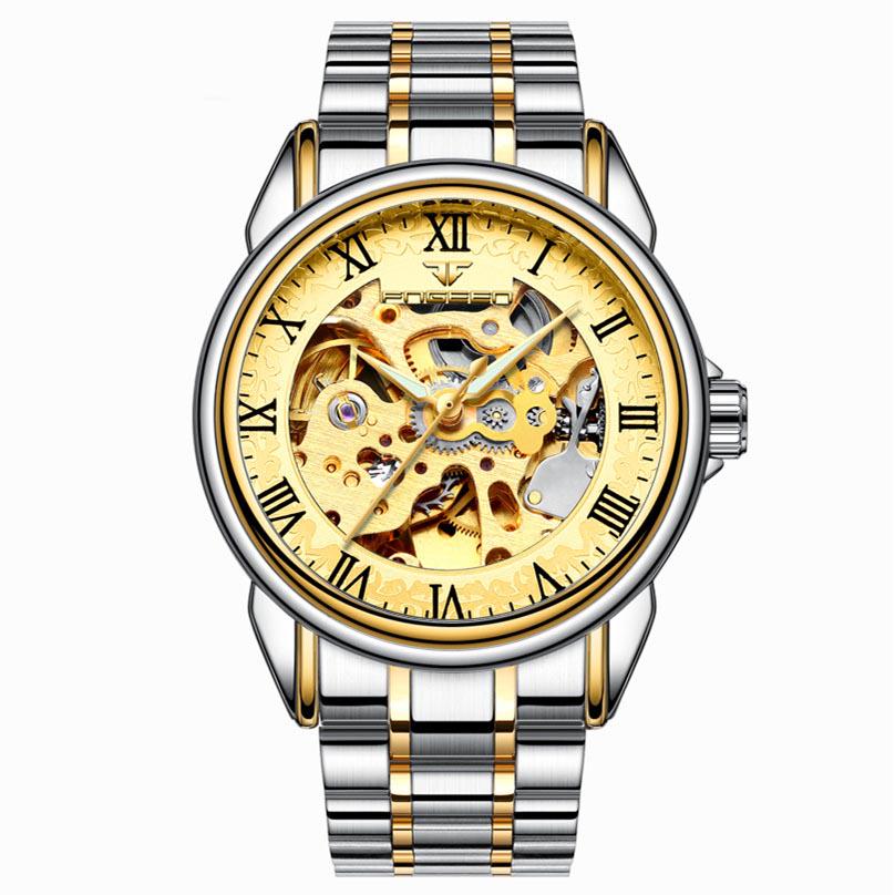 Watch Men Skeleton Automatic Mechanical Watch Gold Skeleton Vintage Mens Watch Top Brand Luxury