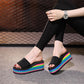 Women Sandals Platform Rainbow Non-Slip Thick Soled Wedge Slippers Summer Beach Slipper