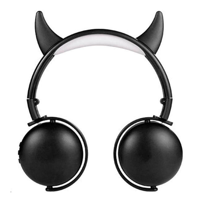 Durable Cartoon Bluetooth 5.0 Headset Wireless Foldable Little devil Cat-ear Antler Stereo headphone