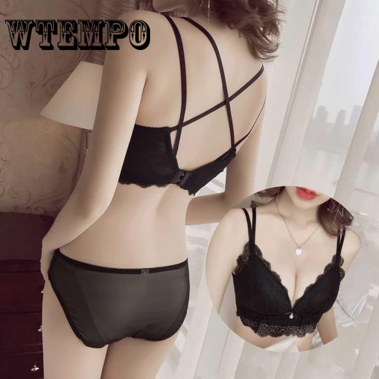 Sexy Up Bra Set Brand Deep V Brassiere Thick Cotton Women Underwear Set Lace Flowers Lingerie