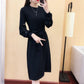 Autumn and Winter Long Solid Color Sweater Knitted Lantern Sleeve Dress Fashion Simple Women Sweater Dress