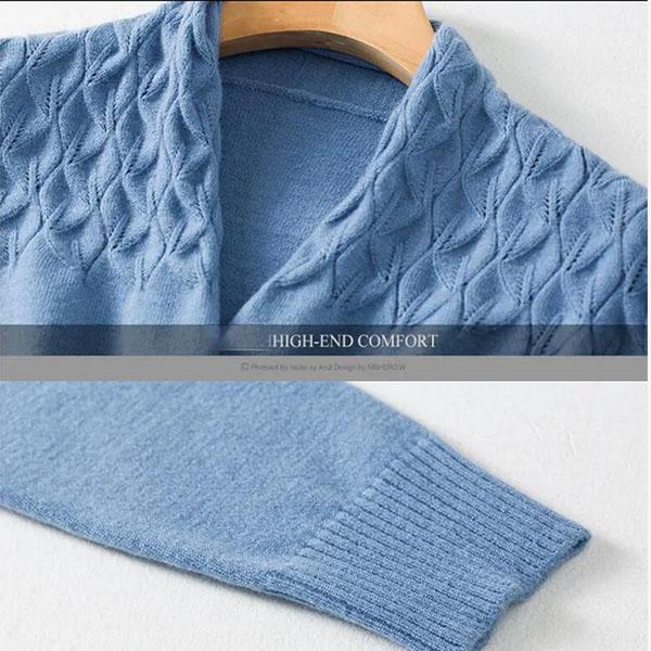 Women's Solid Color Woollen Sweater Loose Plus Size Cross V-neck Sweater Pullover Wool Knit Jumper