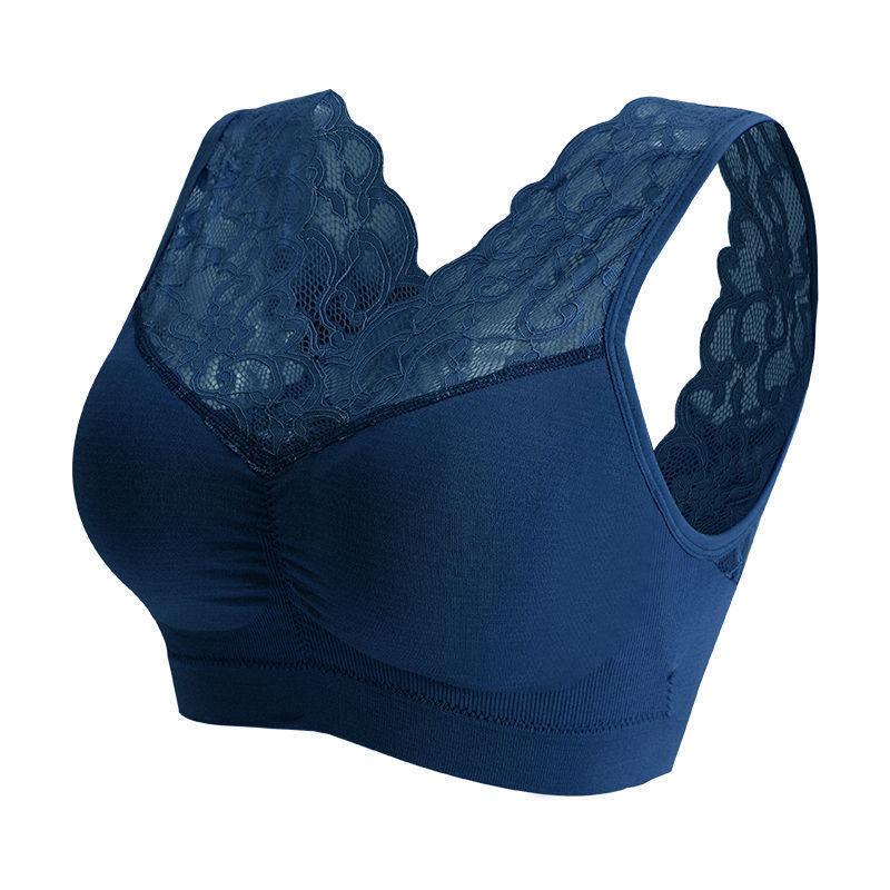 1 Piece of Lace Underwear Bra Middle-aged Women's Sports No Steel Ring Vest Style Large Size Gather Beautiful Back