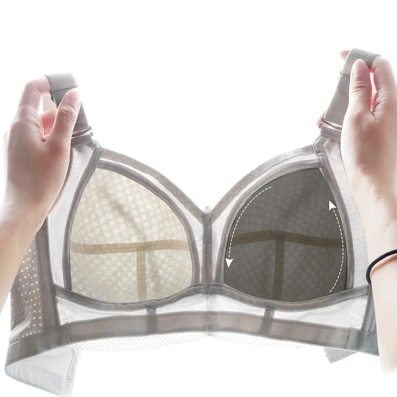 Women's Sexy Lace Large Size Underwear for Big Breasts Comfortable Adjustable Ultrathin Bra Female Full Cup Underwear Gather No Steel Ring Brassiere