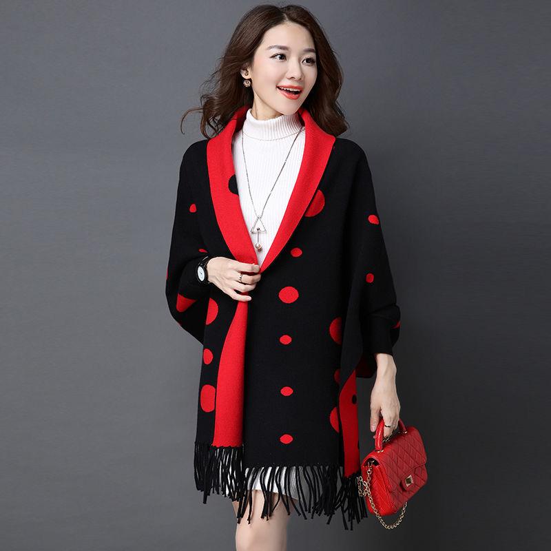 Autumn and Winter Knitted Sweater Mid-length Long-sleeved Color Matching Bat Shirt