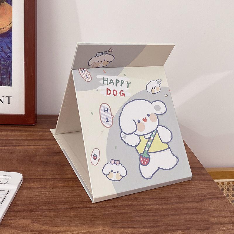 Cute Girls Ladies Folding Mirror Desktop Creative Portable Cartoons Makeup Mirror HD Thin and Light Travel Out Household Essentials