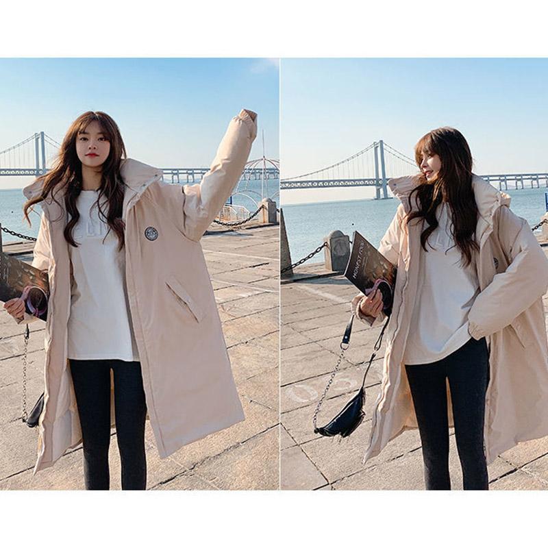 Down Jacket Winter Ladies Fashion Korean Thick Warm Hooded Plus Size Cotton Jacket Mid-length Over-the-knee Down Jacket