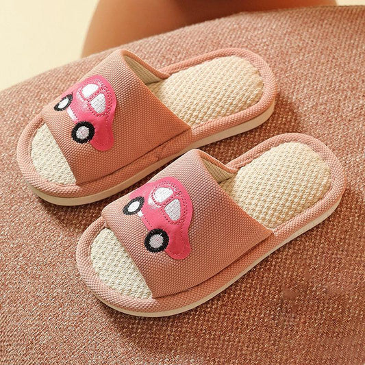 Children's Cartoon Men and Women Baby Spring and Summer Korean Version of Linen Indoor and Outdoor Home Sliding Children Sandals and Slippers