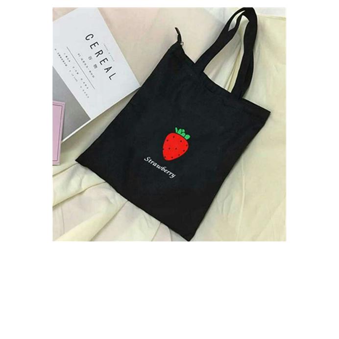Canvas bag the schoolgirl is cross-carrying a canvas bag with a versatile shoulder