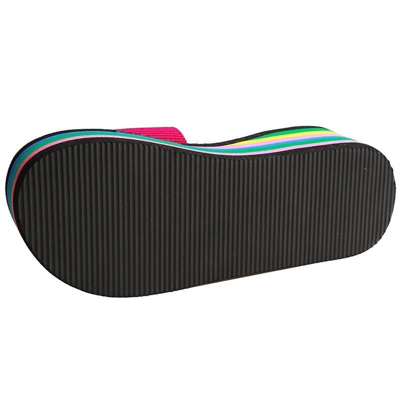 Women Sandals Platform Rainbow Non-Slip Thick Soled Wedge Slippers Summer Beach Slipper