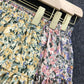 Female Simple Elastic Waist Short Vintage Holiday Skirt Slim Elegant Streetwear Floral Print A-line Miniskirt