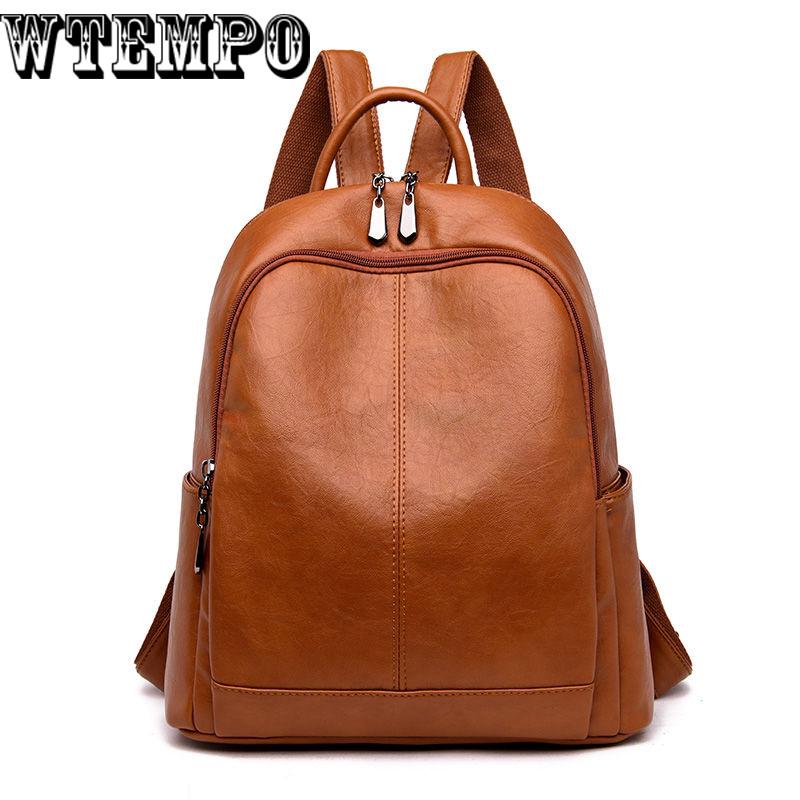 Trendy Female PU Leather Backpacks Teenage Girls School Bags Women High Quality Casual Rucksack