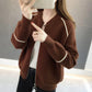 Spring and Autumn Korean Sweater Coat Loose Casual Knit Cardigan Long-sleeved Short Top