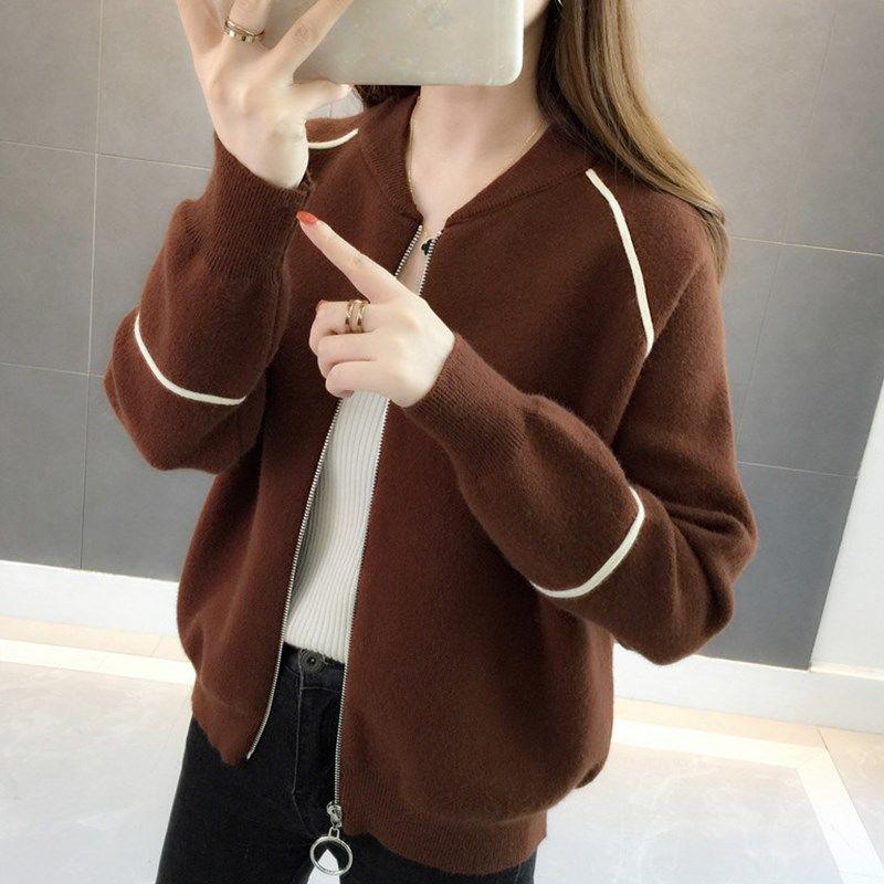 Spring and Autumn Korean Sweater Coat Loose Casual Knit Cardigan Long-sleeved Short Top