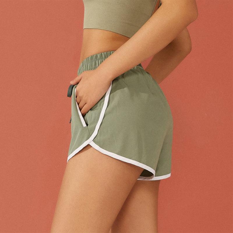 Quick-drying Pants Short Sports Pants Women's Summer Casual Solid Color Striped Loose Anti-glare Yoga Fitness Running Shorts