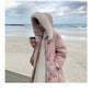 White Duck Down Embroidered Down Jacket Women's Horn Button Long Fur Collar Thick Winter Jacket