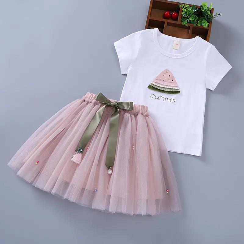 Two-piece Suit Summer Girl Suit Children's Thin Short-sleeved Skirt Suit Baby Cotton