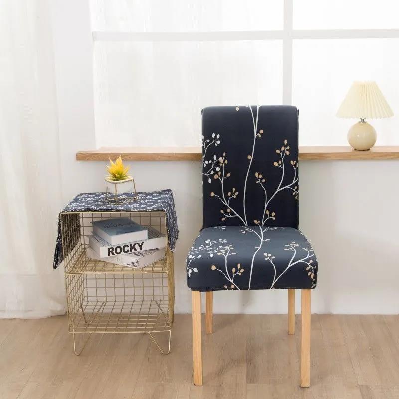 Two-piece Stretch Chair Cover Universal Fabric Simple Home Dining Chair Cushion Cover Stool Backrest Dining Table Piece Cover