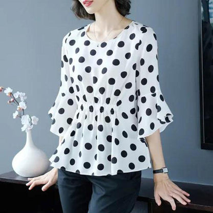 Women's Summer Chiffon Large Size Short-sleeved Top Loose All-match Round Neck T-shirt