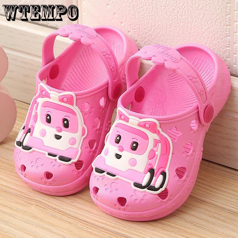 Boys Sandals and Slippers Baby Hole Shoes Cartoon Cute Children's Slippers Non-slip