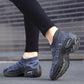 Women's Mid High-heeled Sneakers Casual Breathable Mesh Sports Shoes Running Flat Shoes Slip on Thick-soled Dance Shoes