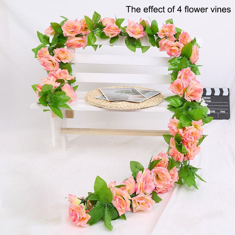 Simulation Rose Vines Fake Flowers Living Room Shelter Decoration Ceiling Vines Plastic Plants Twining