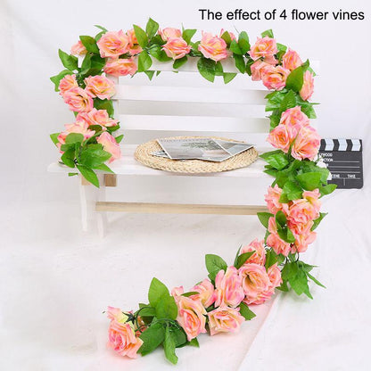 Simulation Rose Vines Fake Flowers Living Room Shelter Decoration Ceiling Vines Plastic Plants Twining
