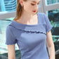 Modal T-shirt Women's Summer Short-sleeved V-neck Fungus Edge Fashion Casual Top