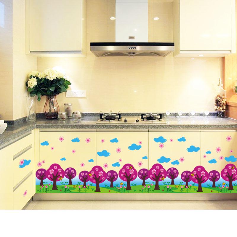 [Wall sticker ]The Forest Under Clear Sky Decorative Wall Decals Pvc Murals Tv Background Home Decor