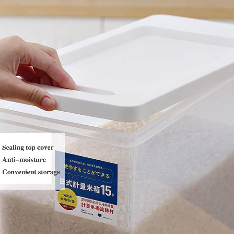Measuring Rice Bucket Anti-proof Moisture Seal Rice Barrel Home Reservoir Box Bucket Plastic Kitchen Mass Storage Box
