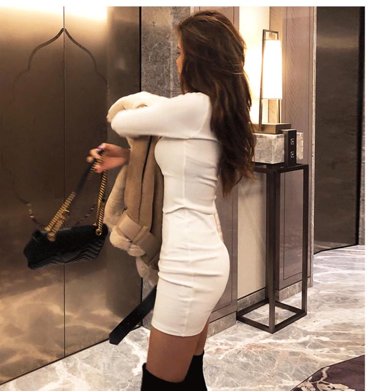 Slim Thick Joker Bottoming Sweaterturtleneck Slim Fit Temperament Slim Hip Skirt  Dress