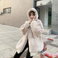 Autumn and Winter Imitation Rex Rabbit Fur Grass Loose Korean Fashion Mid-length Plush Coat Women Mid-length 2021 New Thick Hooded Jacket