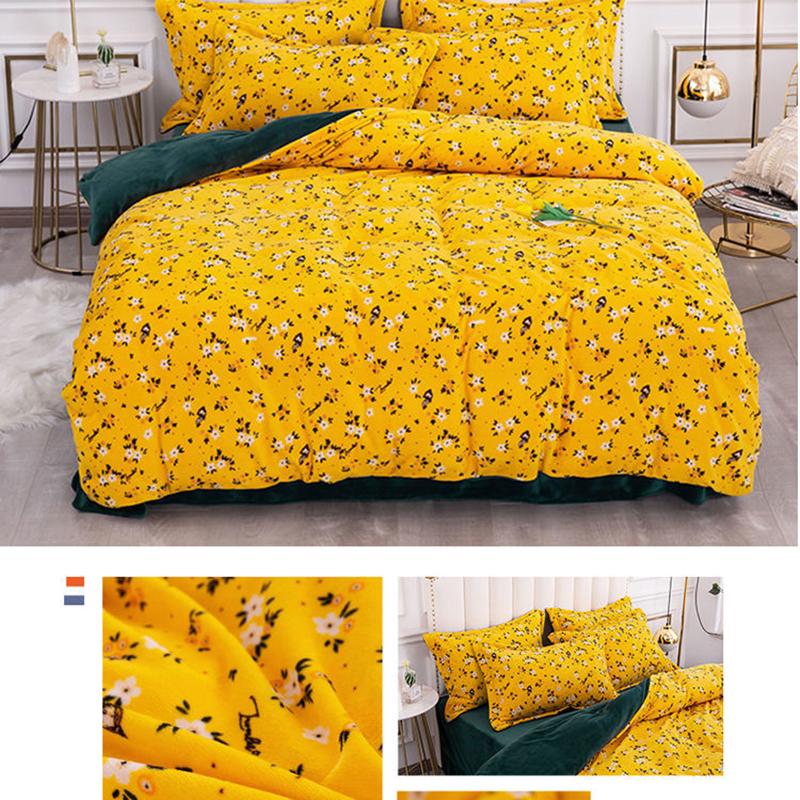 Anti-static Coral Fleece Four-piece Warm Milk Fleece Quilt Cover Sheet French Fleece Non-shedding Non-fading Bedding